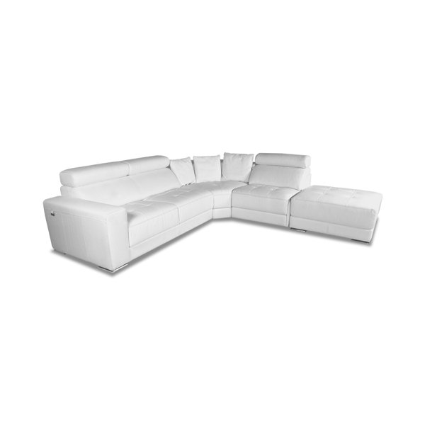 Casa Italia Furniture Italian 115" Top Grain Leather 4Piece Sectional